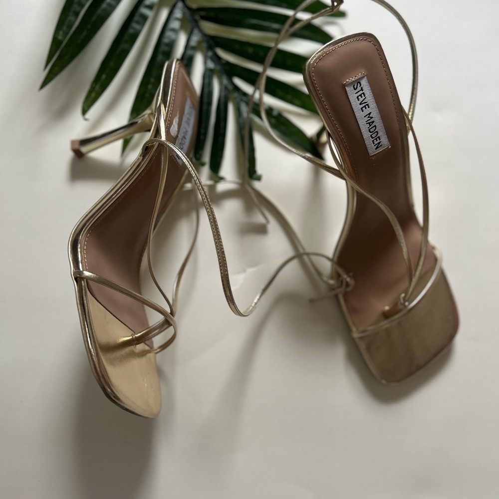 Steve Madden Gold Strappy Heels - Picture 4 of 9